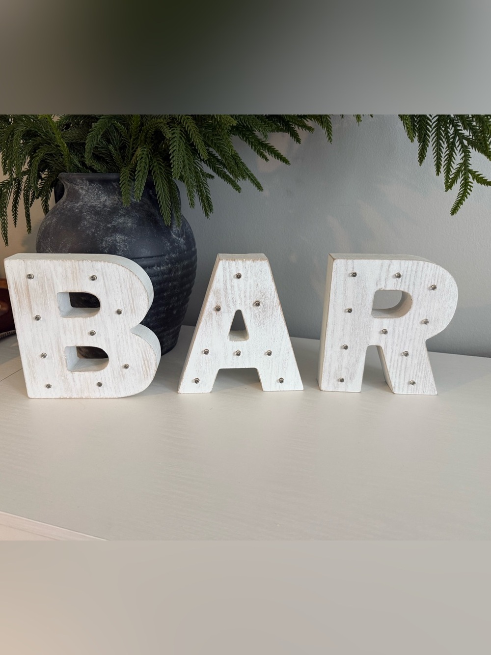 White Rustic BAR Decorative Letters - Home Dining Accent